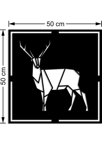 Geometrik Parçalardan Oluşmuş Geyik Duvar Ev Aksesuarı Ahşap Tablo 50 x 50 cm