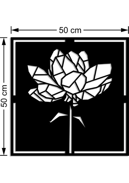 Geometrik Parçalı Bahçe Gülleri Duvar Oda Ev Aksesuarı Ahşap Tablo 50 x 50 cm