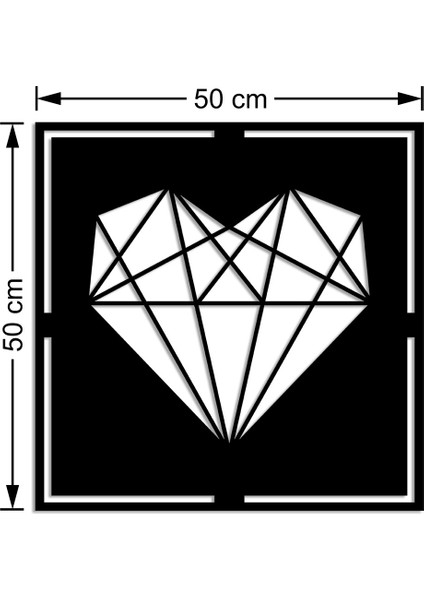 Geometrik Parçalı Desenli Kalp Duvar Oda Ev Aksesuarı Ahşap Tablo 50 x 50 cm