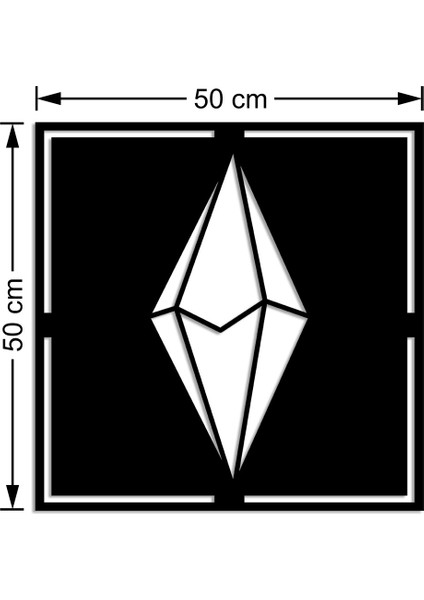 Geometrik Parçalı Desenli Kristal Taş Duvar Oda Aksesuarı Ahşap Tablo 50 x 50 cm