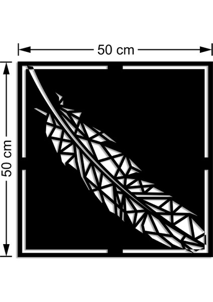 Geometrik Parçalı Detaylı Kuş Tüyü Duvar Oda Ev Aksesuarı Ahşap Tablo 50 x 50 cm