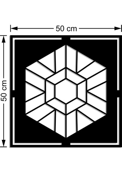 Geometrik Parçalı Geometrik Altıgen Form Duvar Aksesuarı Ahşap Tablo 50 x 50 cm