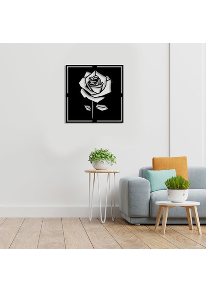 Geometrik Parçalı Gül Rose Duvar Oda Ev Aksesuarı Ahşap Tablo 50 x 50 cm