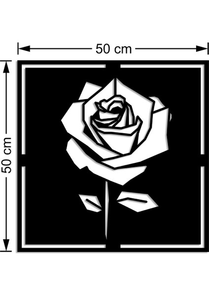 Geometrik Parçalı Gül Rose Duvar Oda Ev Aksesuarı Ahşap Tablo 50 x 50 cm