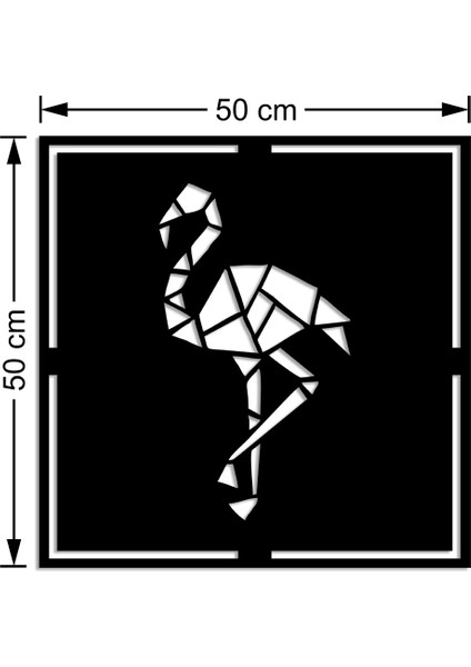 Geometrik Sola Bakan Flamingo Duvar Oda Ev Aksesuarı Ahşap Tablo 50 x 50 cm