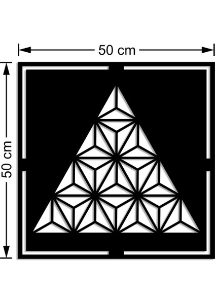 Geometrik Üçgen Parça Detaylı Form Duvar Ev Aksesuarı Ahşap Tablo 50 x 50 cm