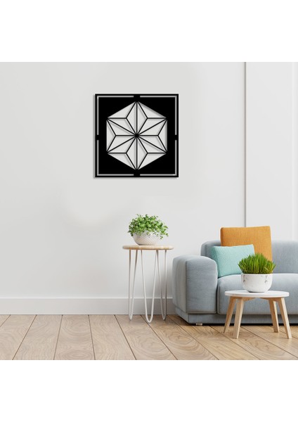 Geometrik Üçgenlerden Oluşmuş Yıldız Star Duvar Aksesuarı Ahşap Tablo 50 x 50 cm