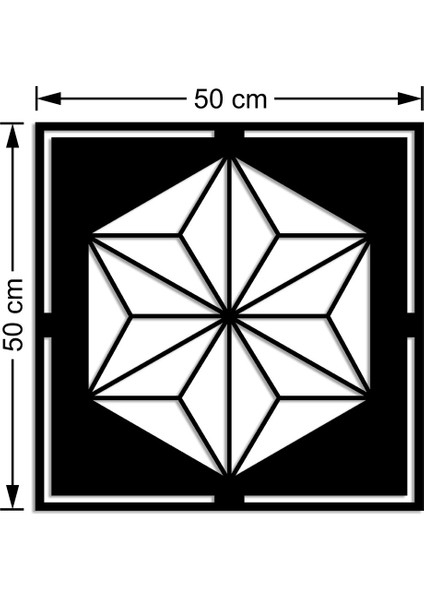 Geometrik Üçgenlerden Oluşmuş Yıldız Star Duvar Aksesuarı Ahşap Tablo 50 x 50 cm