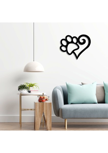 Kalpli Kedi Köpek Pati Süsleme Duvar Oda Ev Aksesuarı Ahşap Tablo 50 x 40 cm