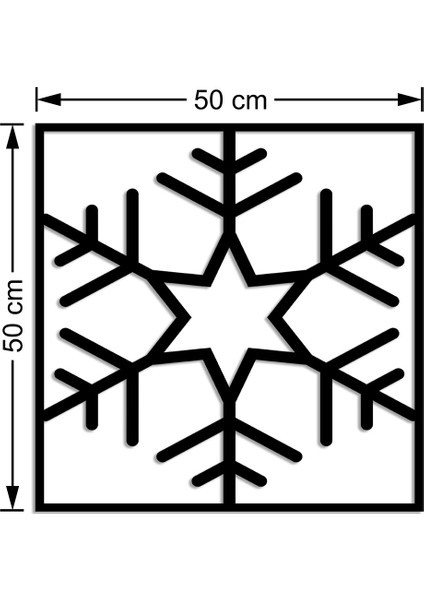 Kar Tanesi Snowflake Duvar Tablosu Oda Ev Aksesuarı Ahşap Tablo 50 x 50 cm