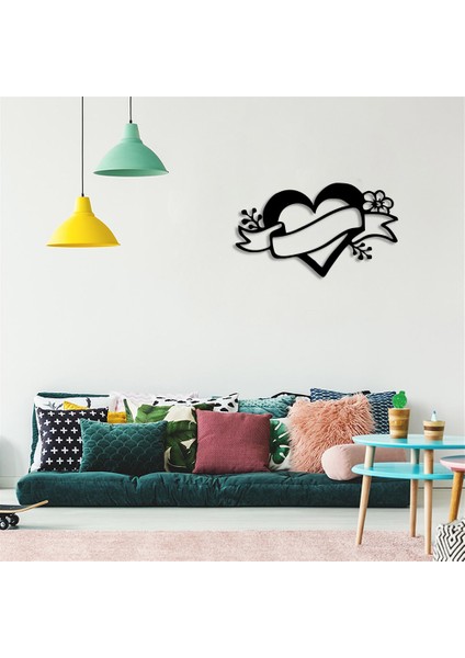 Kurdeleli Dallı Çiçekli Kalp Duvar Oda Ev Aksesuarı Ahşap Tablo 50 x 29 cm fiyatları