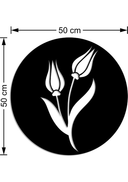 Yan Yana Duran Iki Lale Çiçek Duvar Oda Aksesuarı Ahşap Tablo 50 x 50 cm
