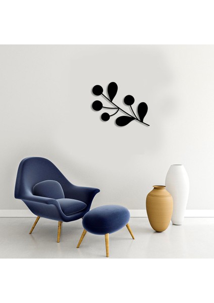 Yaprak ve Kiraz Deseni Parlak Duvar Oda Ev Aksesuarı Ahşap Tablo 50 x 38 cm
