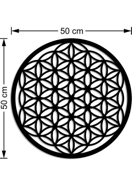 Yaşam Çiçeği Kutsal Geometri Duvar Oda Ev Aksesuarı Ahşap Tablo 50 x 50 cm