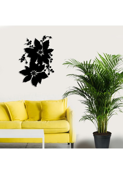 Yılbaşı Süslemesi Çiçek Duvar Oda Ev Aksesuarı Ahşap Tablo 34 x 50 cm