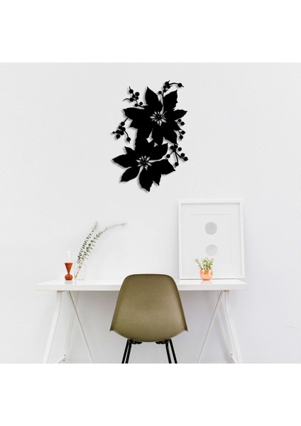 Yılbaşı Süslemesi Çiçek Duvar Oda Ev Aksesuarı Ahşap Tablo 34 x 50 cm