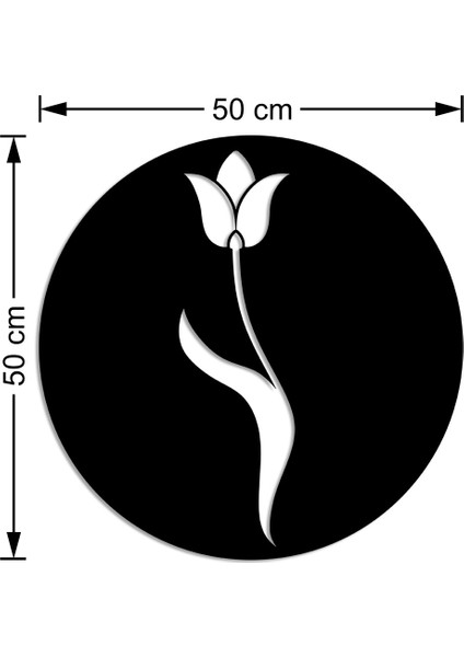 Zarif Duran Lale Çiçek Motifi Duvar Oda Ev Aksesuarı Ahşap Tablo 50 x 50 cm
