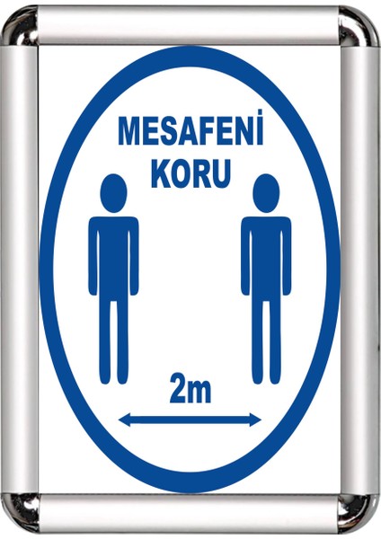 Mesafeni Koru A3 Cerceveli Uyarı ve Yönlendirme Levhası