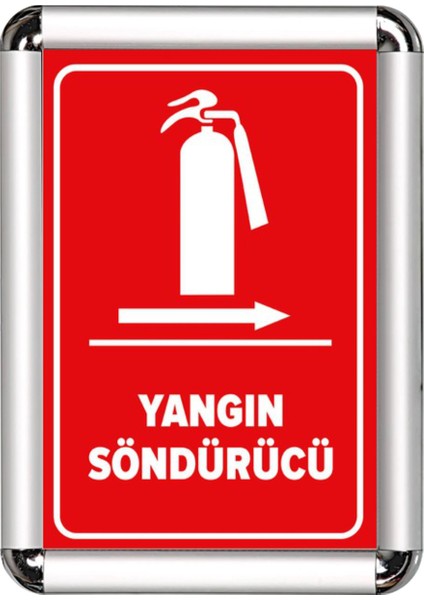 Yangın Söndürücü A3 Cerceveli Uyarı ve Yönlendirme Levhası