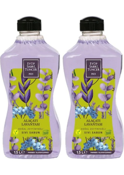 Alaçatı Lavantası Doğal Zeytinyağlı Sıvı Sabun 2 Adet 1500 ml