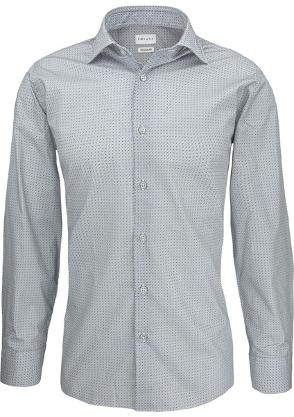 Mavi Desenli Gri Regular Fit Print Gömlek