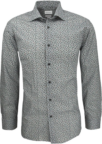 Gri Desenli Regular Fit Print Gömlek