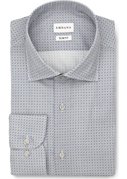 Mavi Desenli Gri Slim Fit Print Gömlek