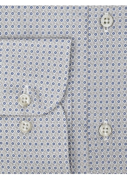 Mavi Desenli Gri Regular Fit Print Gömlek