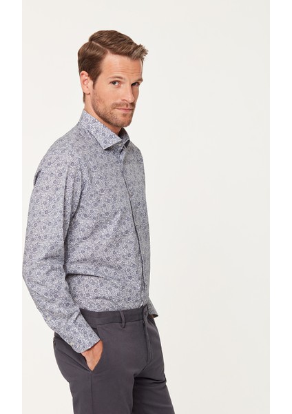 Çiçekli Desenli Regular Fit Print Gömlek