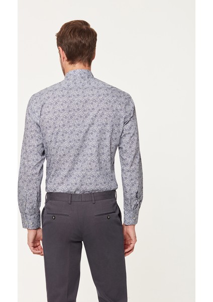 Çiçekli Desenli Slim Fit Print Gömlek