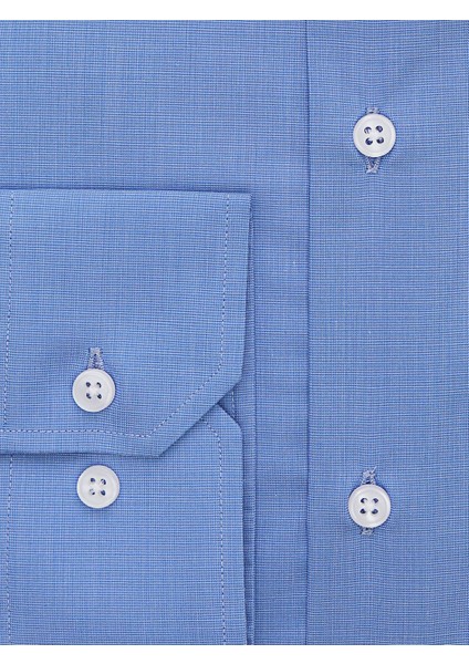 Buruşmaz (Wrinkle Free) Mavi Regular Fit Gömlek