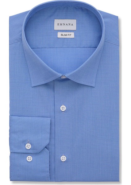 Buruşmaz (Wrinkle Free) Mavi Slim Fit Gömlek