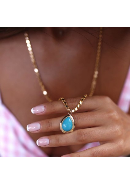 Damla Firuze ve Pul Zincir Kolye