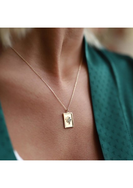 Dikdörtgen Yonca Kolye