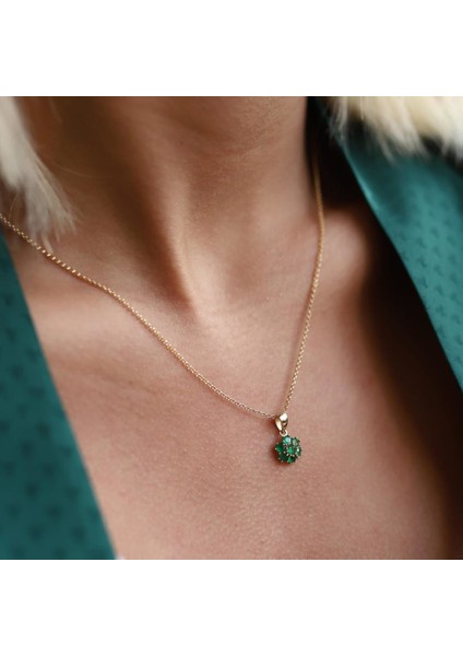 Zümrüt Çiçek Kolye