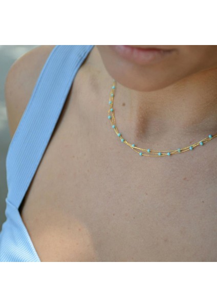 Üç Sıra Firuzeli Italyan Kolye