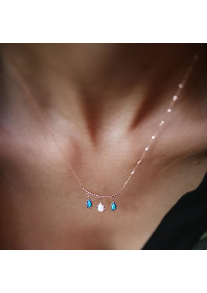 Üçlü Opal Taş Kolye