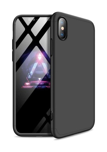 iPhone X XS Kılıf 360 Derece Tam Koruma Sert Mika Orijinal AYS GKK Darbe Emici Kapak