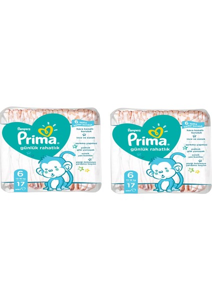 Pampers Günlük Rahatlık 6 Beden/numara (13-18 Kg) 17'li x 2 Paket