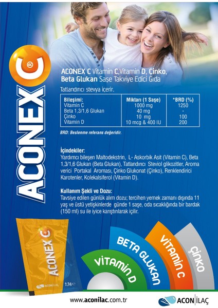 Aconex C Beta Glucan+Cinko+C Vitamini+D Vitamini