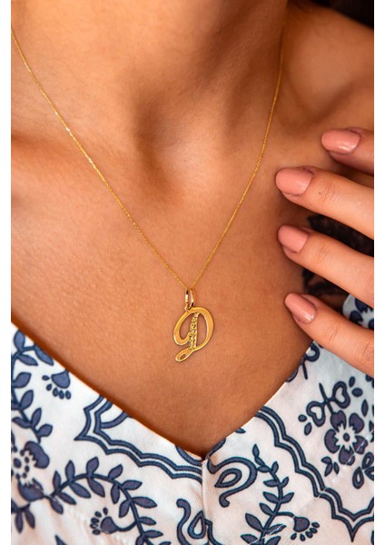 El Yazısı D Harf Altın Kolye