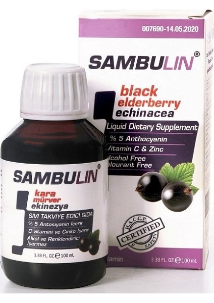 Sambulin Kara Mürver ve Ekinezya Içeren Şurup 100 ml