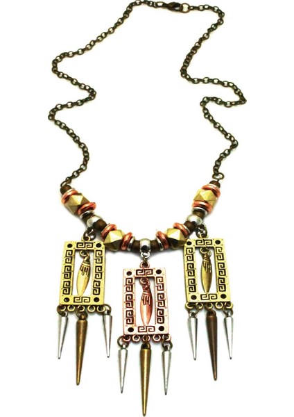 Rose Silver Gold Eskitme Otantik Kolye
