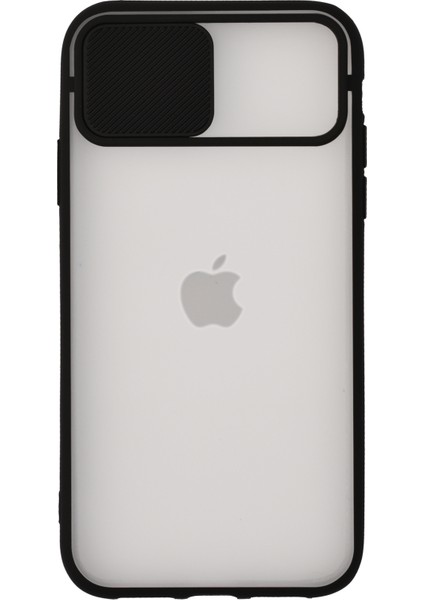 Apple iPhone X Kapak Lensi Açılır Kapanır Kamera Korumalı Silikon Kılıf - Siyah