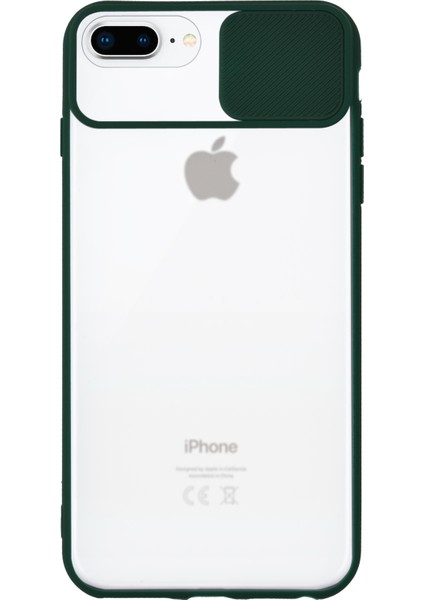 Apple iPhone 7 Plus Kapak Lensi Açılır Kapanır Kamera Korumalı Silikon Kılıf - Yeşil fiyatları