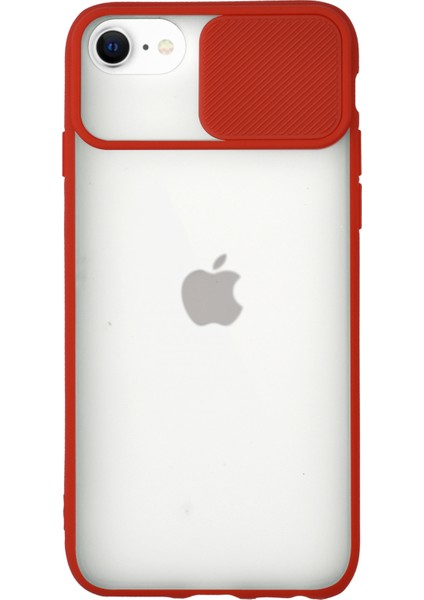 Apple iPhone 7 Kapak Lensi Açılır Kapanır Kamera Korumalı Silikon Kılıf - Kırmızı fiyatları