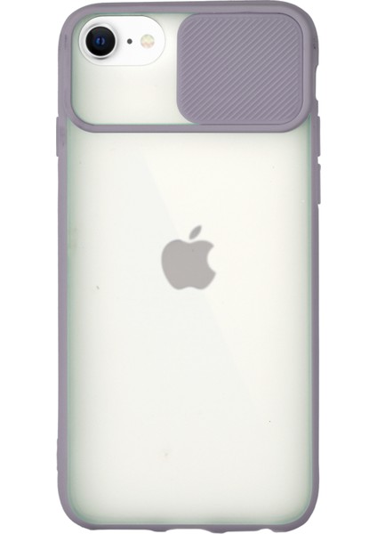 Apple iPhone 6s Kapak Lensi Açılır Kapanır Kamera Korumalı Silikon Kılıf - Lila
