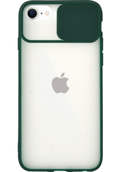 Apple iPhone 6 Kapak Lensi Açılır Kapanır Kamera Korumalı Silikon Kılıf - Yeşil