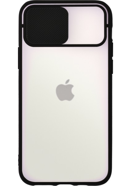 Apple iPhone 12 Pro Max Kapak Lensi Açılır Kapanır Kamera Korumalı Silikon Kılıf - Siyah