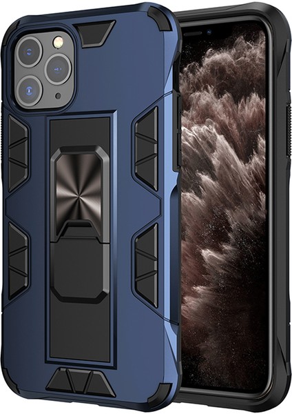 Apple iPhone 11 Pro Kapak Standlı Mıknatıslı Tank Kılıf - Lacivert